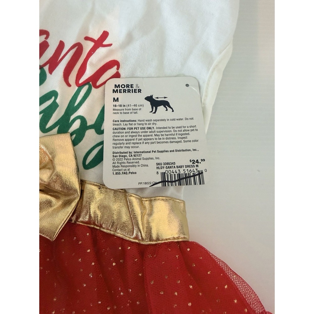 Merry Making Petco Razzle Dazzle Pet Dress Santa Baby Christmas Medium Dog NWT - Picture 3 of 4